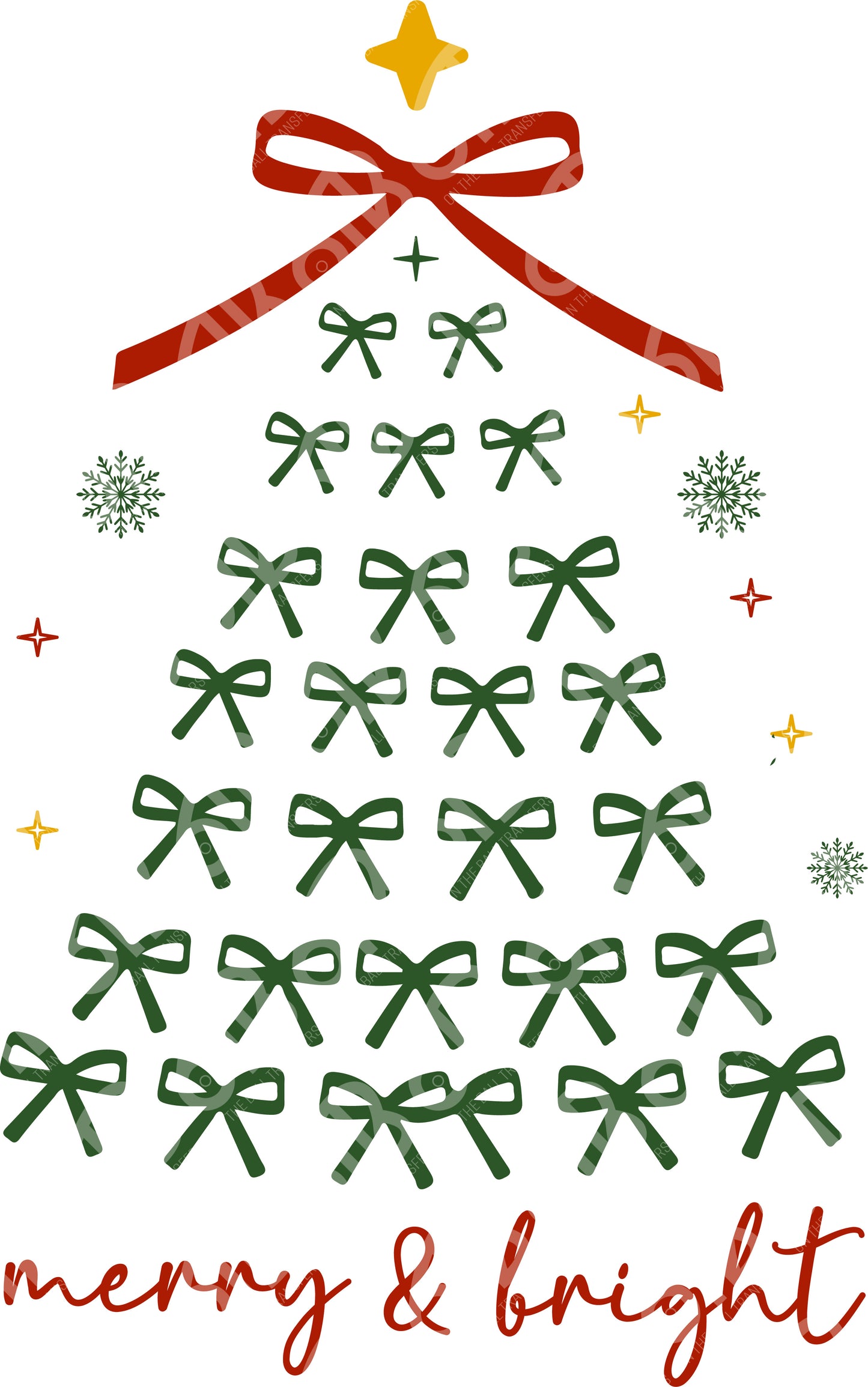Coquette Bow Christmas Tree DTF Transfer