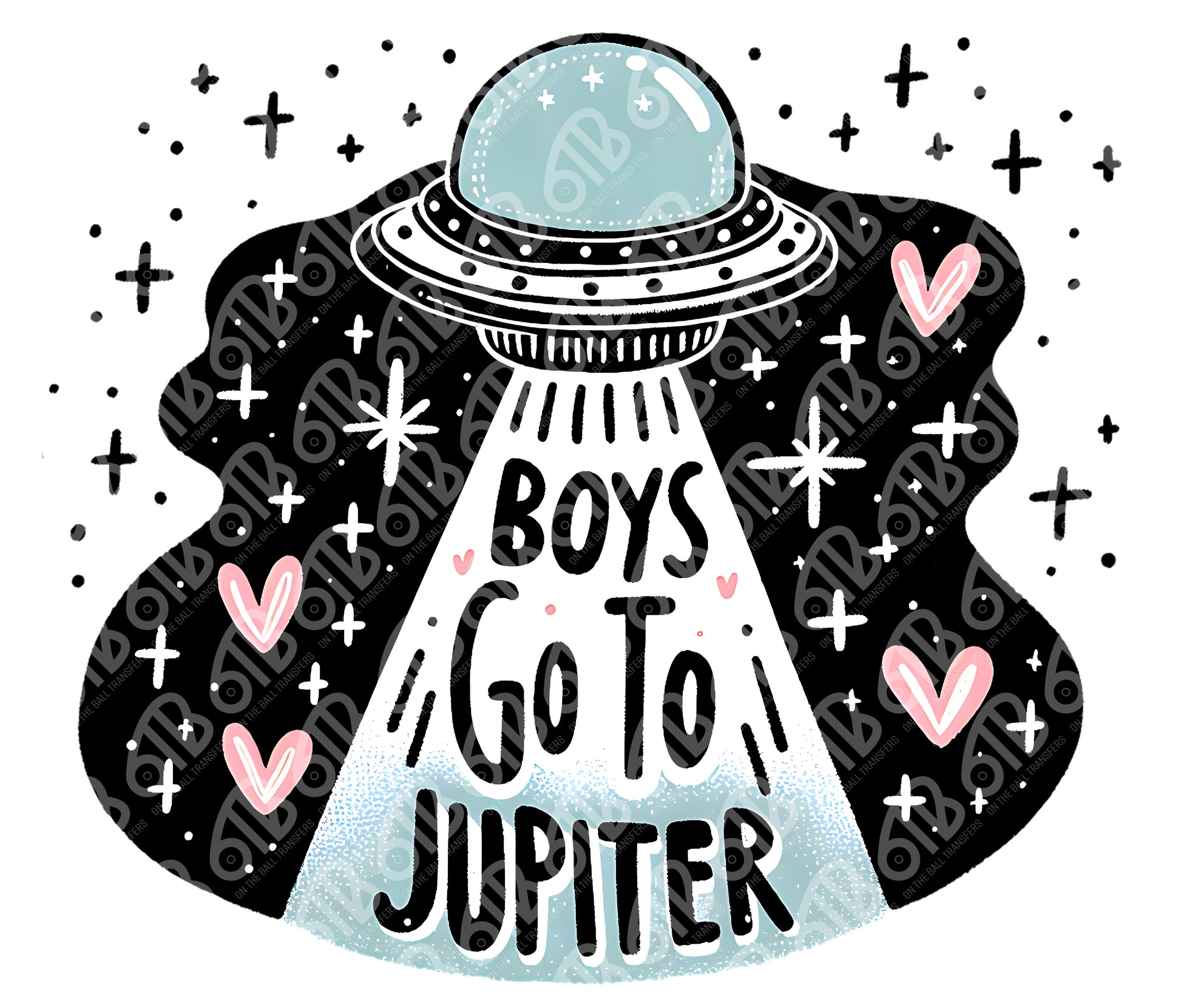 Boys Go to Jupiter spaceship DTF Transfer, DTF Print , full Image