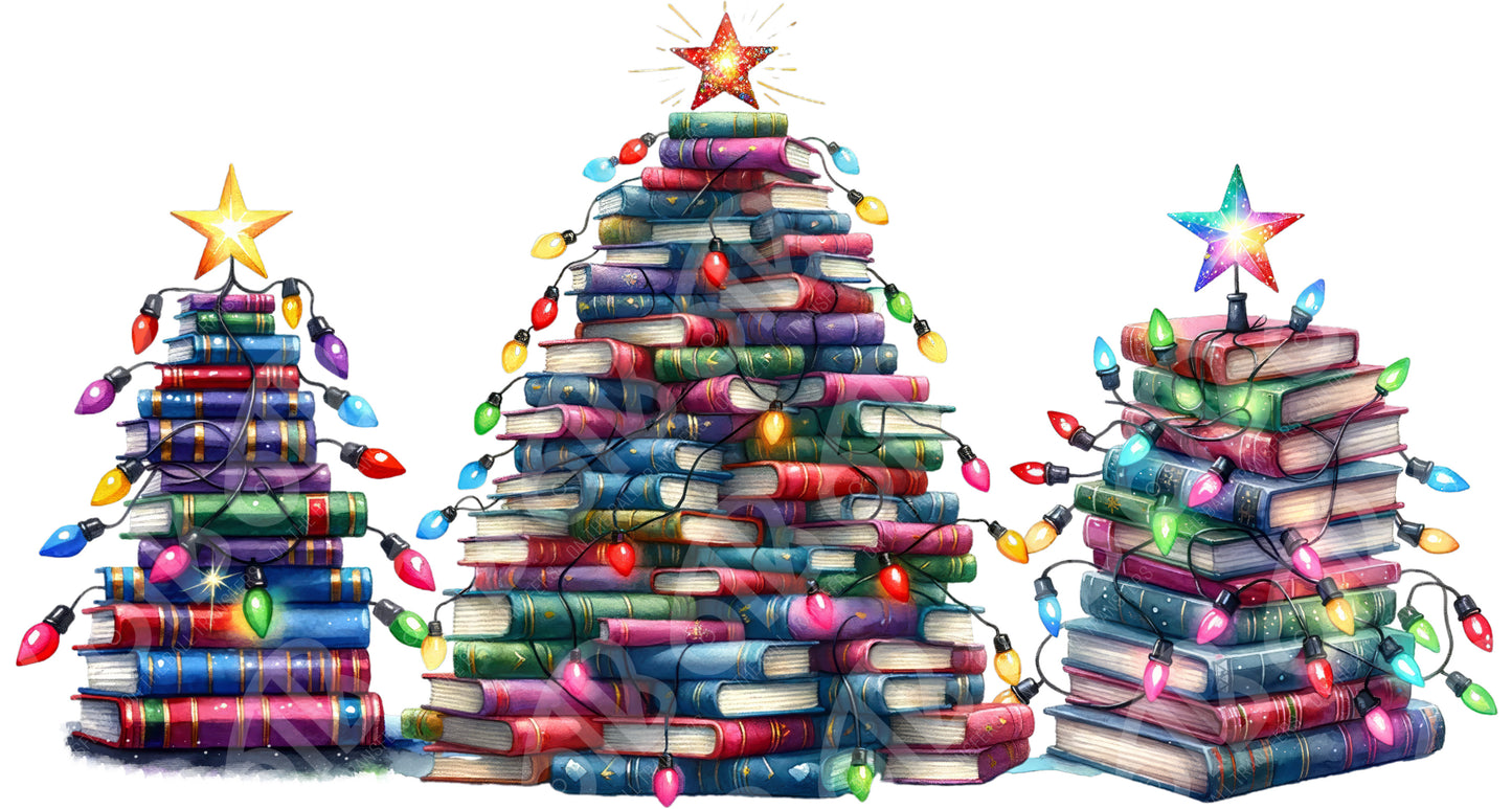 Christmas Tree Books DTF Transfer