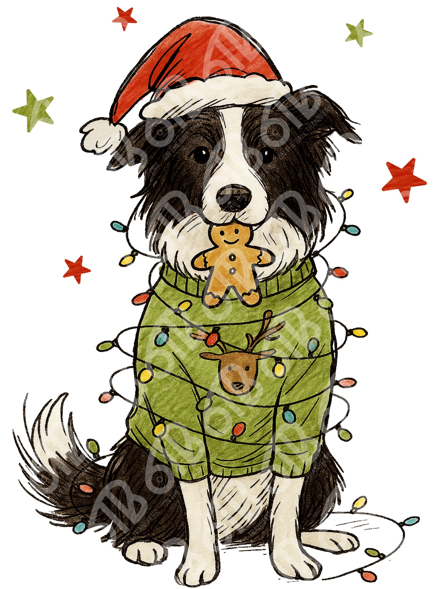 Border Collie Christmas DTF Transfer