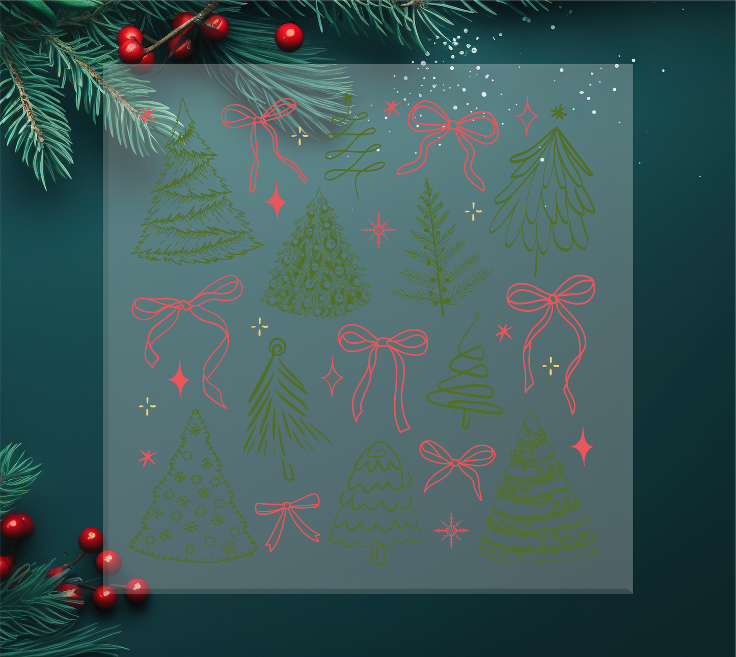 Christmas Coquette Outlines DTF Transfer