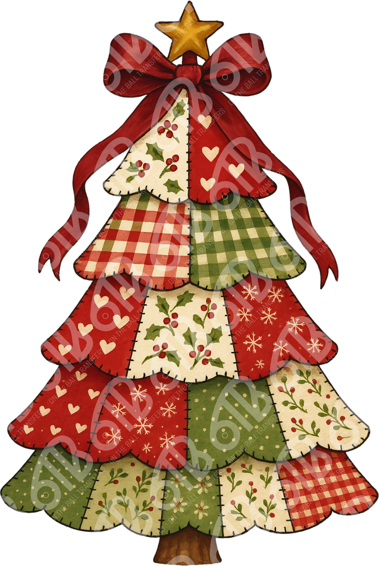 Patchwork Christmas Tree DTF Transfer