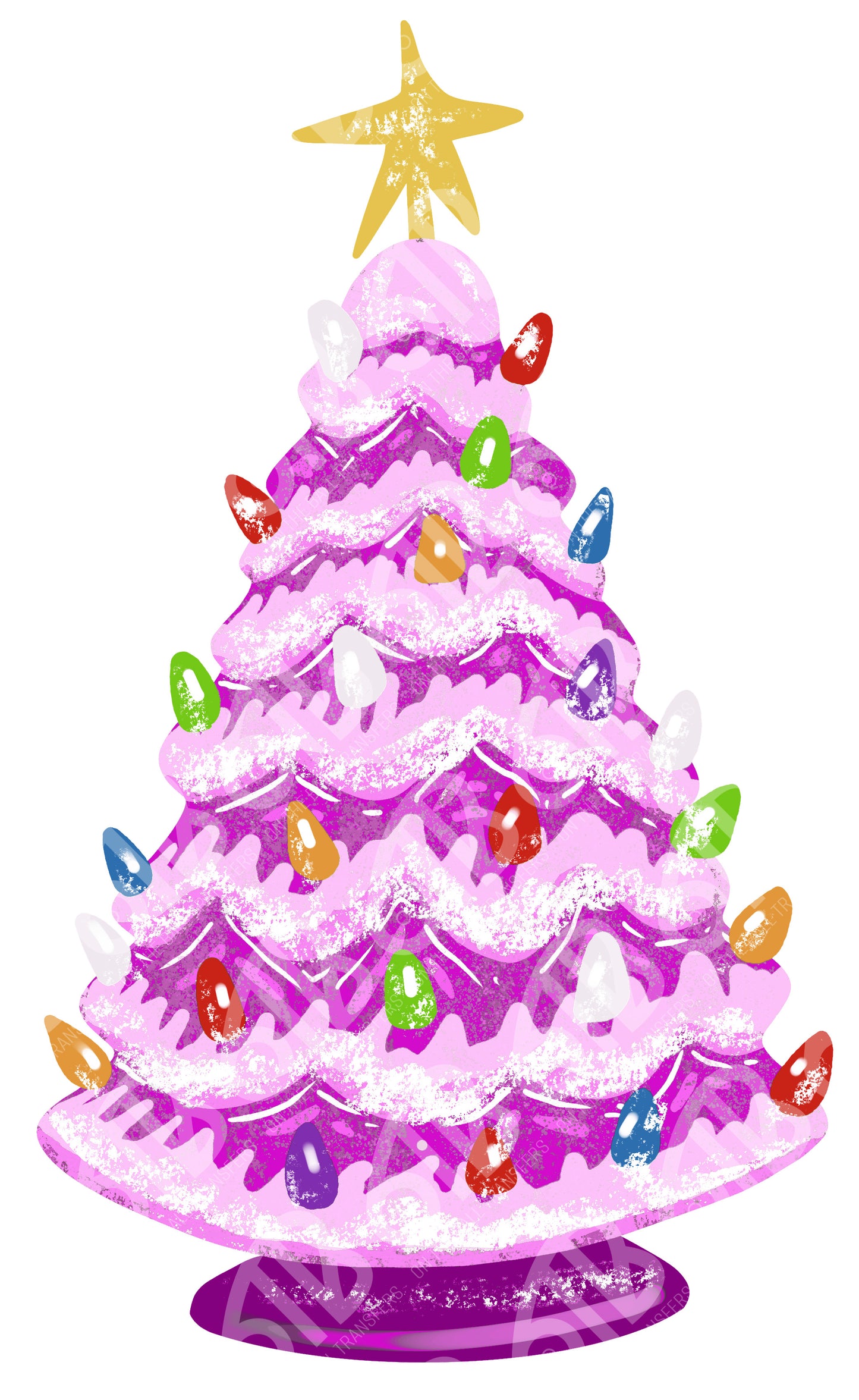 Pink Vintage Ceramic Tree DTF Transfer