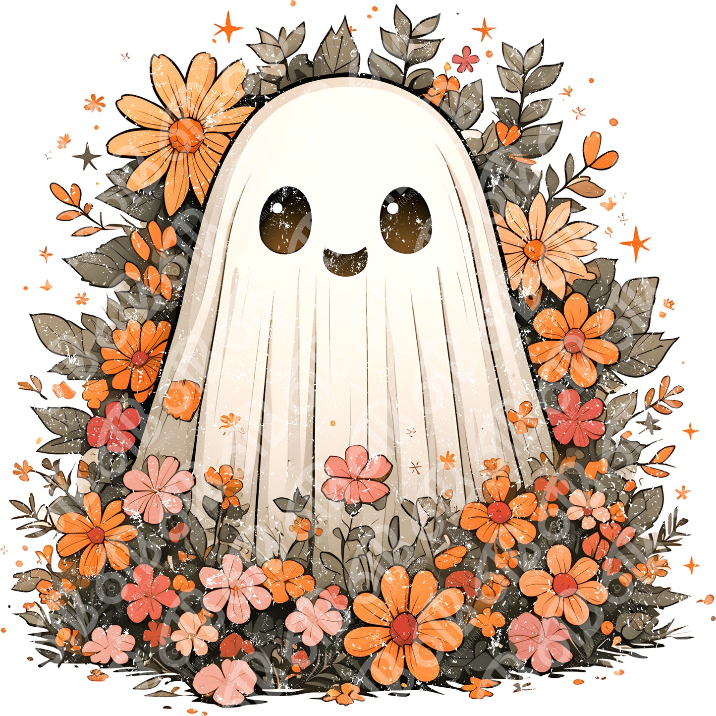 Fall Floral Ghost DTF Transfer