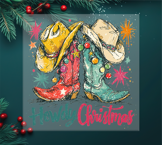 Howdy Christmas Boots DTF Transfer