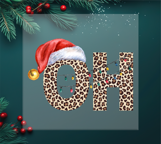 O H Ohio Christmas Leopard DTF Transfer