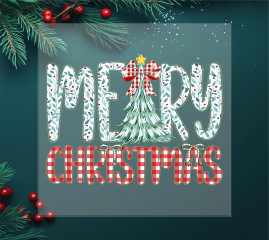 Patchwork Merry Christmas DTF Transfer