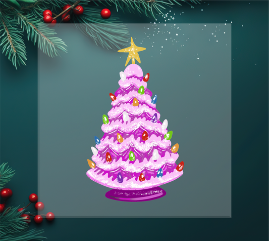 Pink Vintage Ceramic Tree DTF Transfer