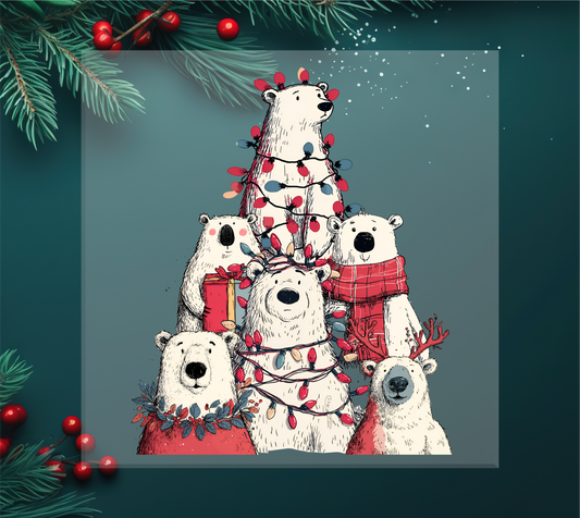 Polar Bear Christmas Tree DTF Transfer