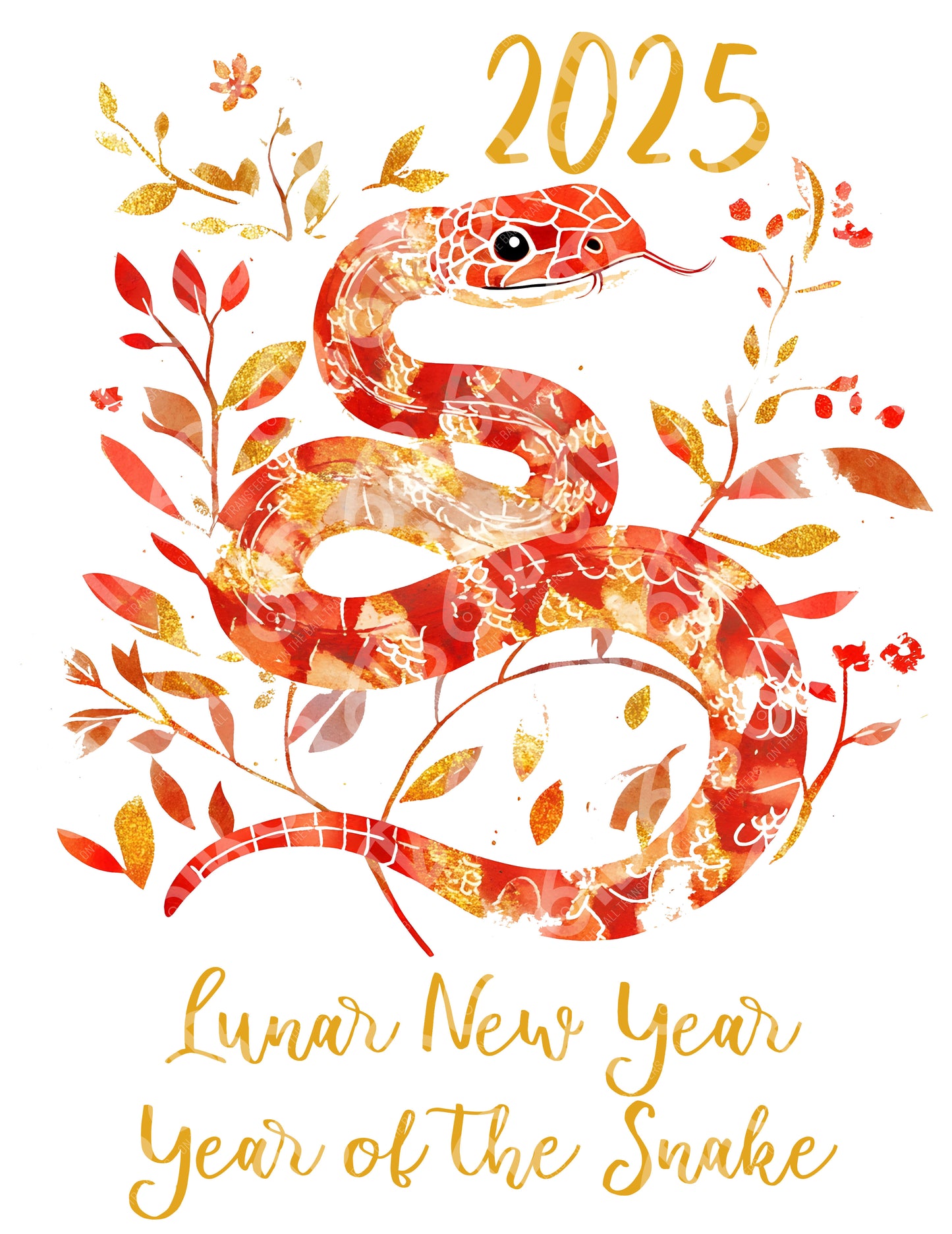 Year of the Snake Watercolor DTF Transfer