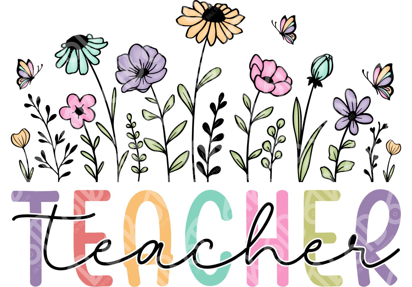 Floral Teacher DTF Transfer