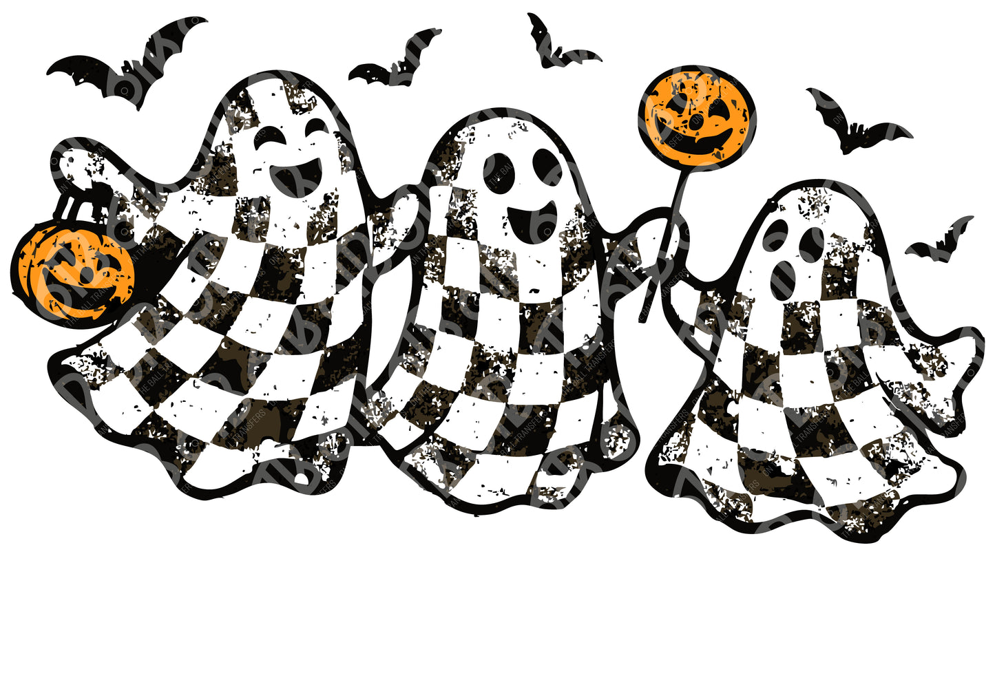 Tis The Season Checkered Ghosts DTF Transfer