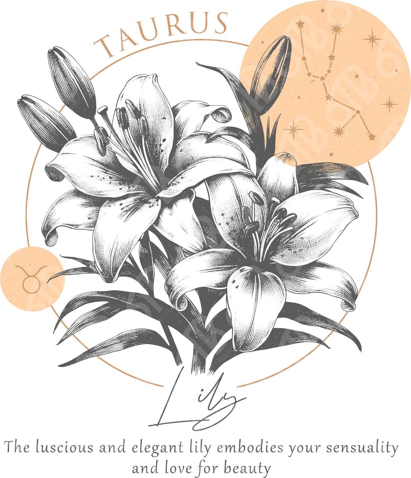 Taurus Zodiac Flowers DTF Transfer