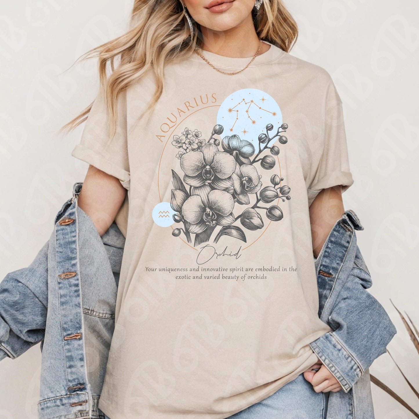Aquarius Zodiac Flowers DTF Transfer