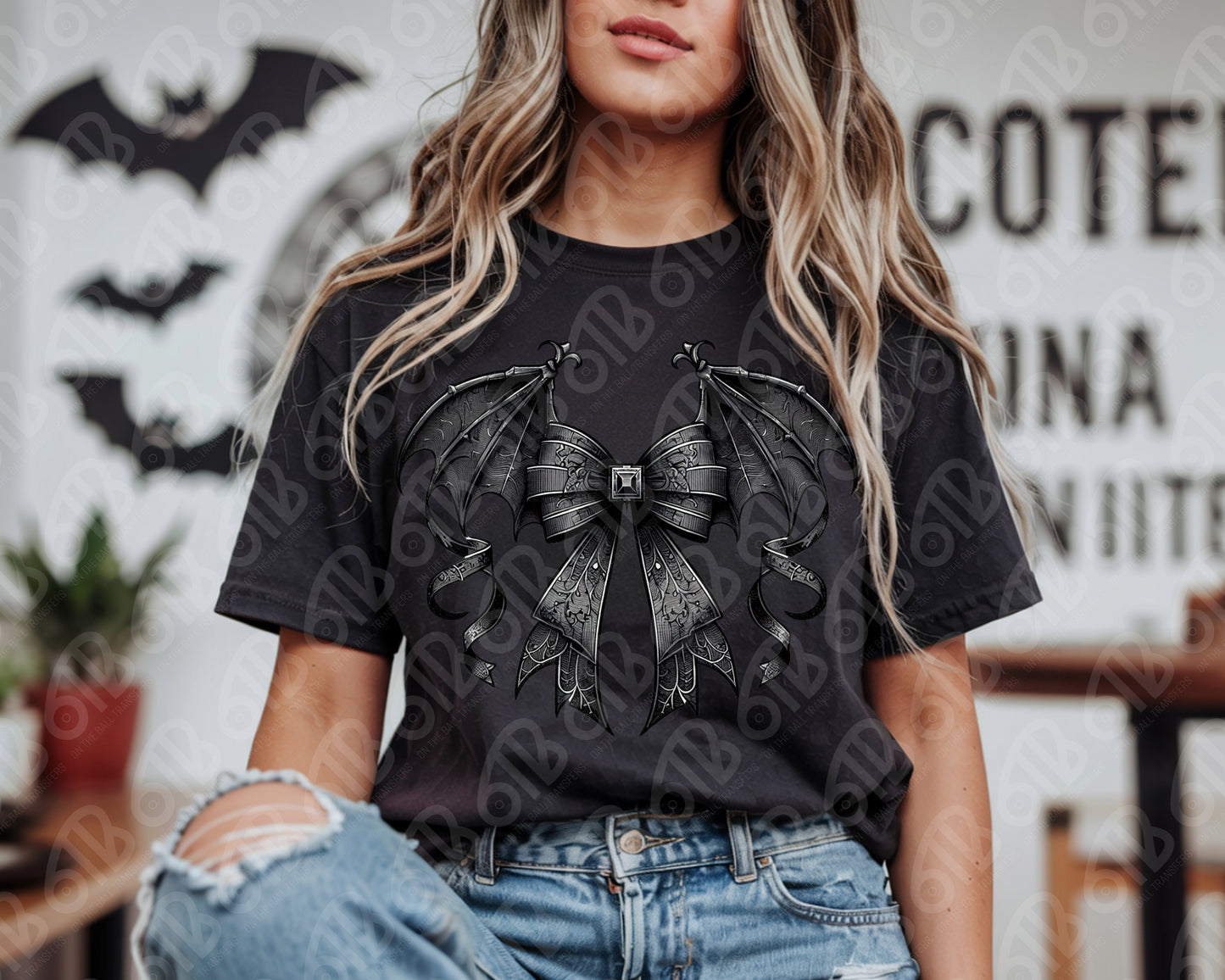 Gothic Bat Bow DTF Transfer