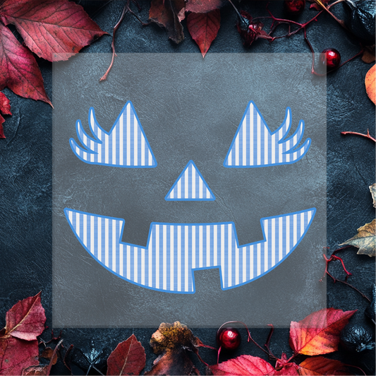 Blue Pumpkin Face DTF Transfer