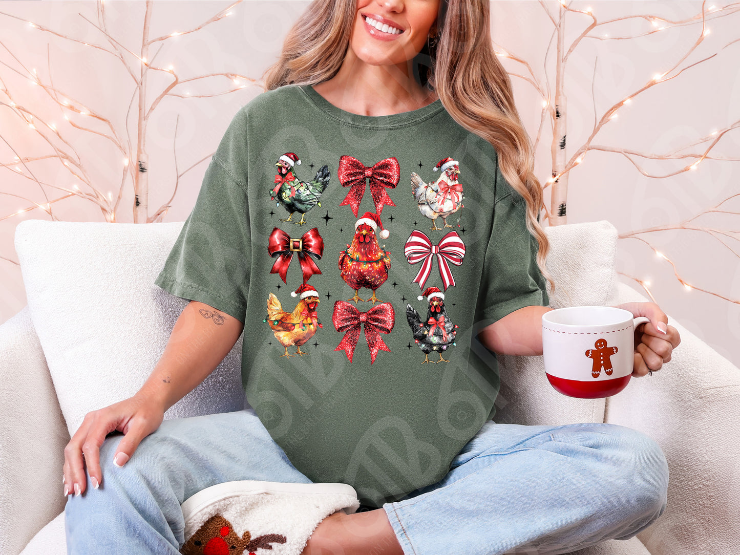 Christmas Chickens Coquette DTF Transfer