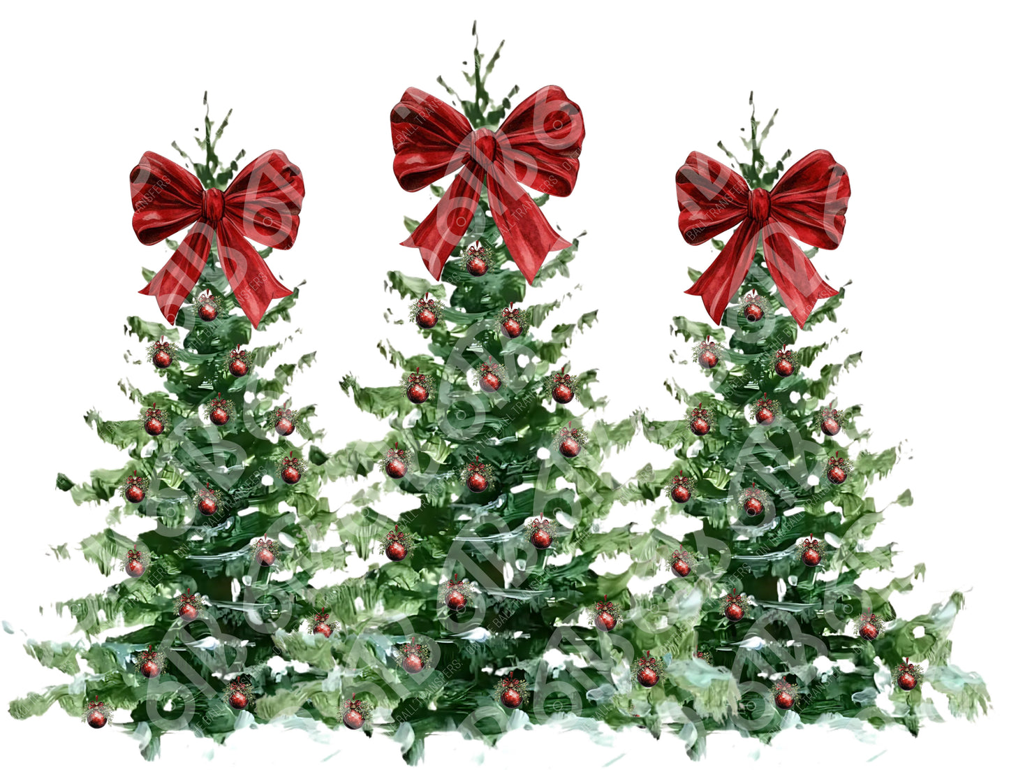 Brushstroke Christmas Trees DTF Transfer