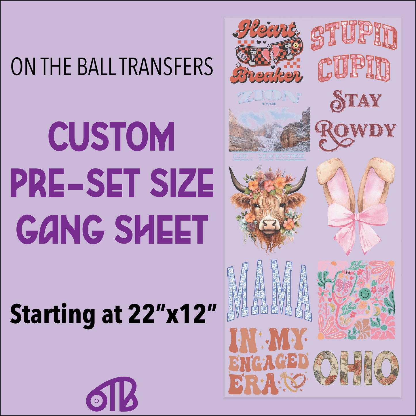 Custom DTF Gang Sheet - Pre-set sizes