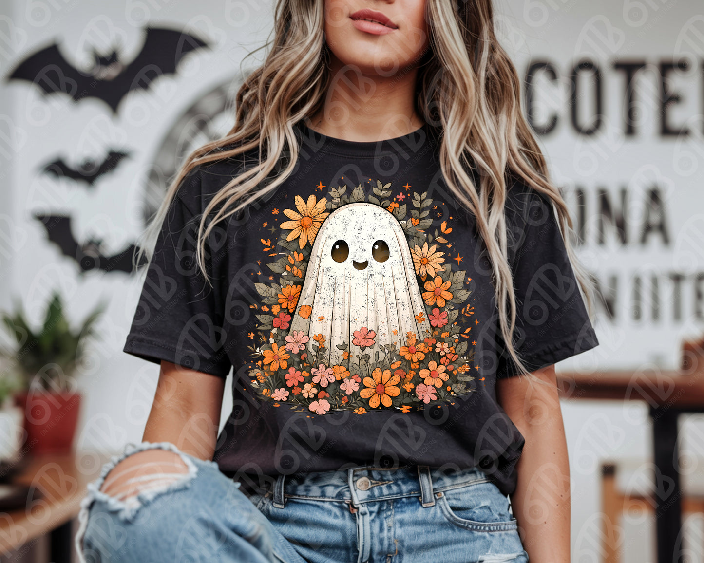 Fall Floral Ghost DTF Transfer