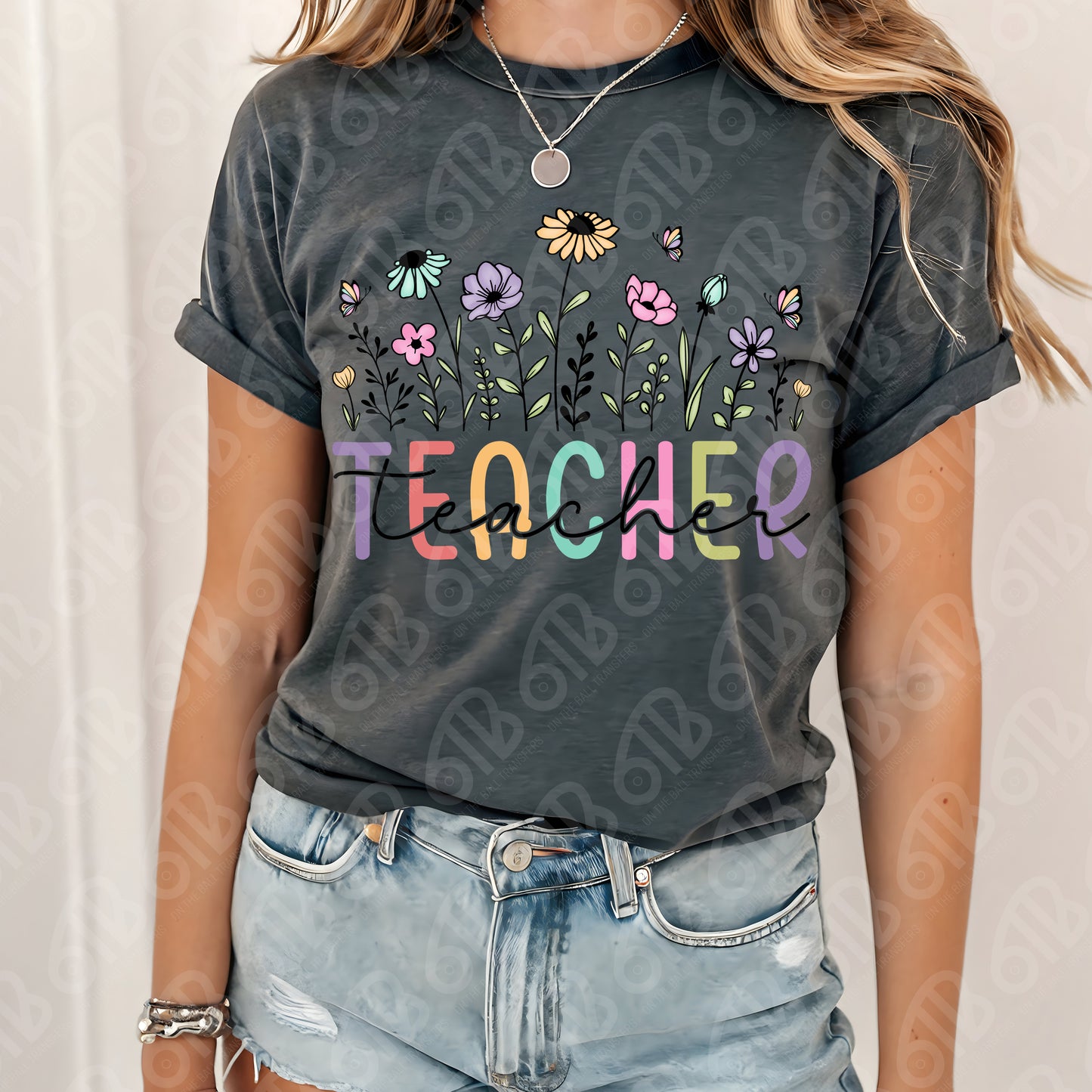 Floral Teacher DTF Transfer