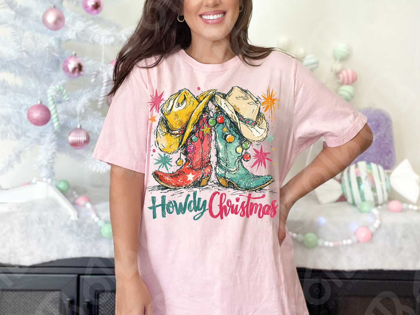Howdy Christmas Boots DTF Transfer