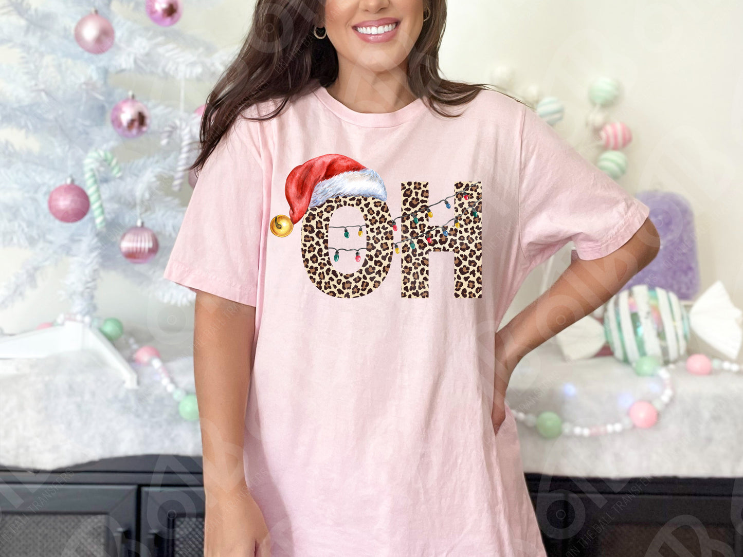 O H Ohio Christmas Leopard DTF Transfer