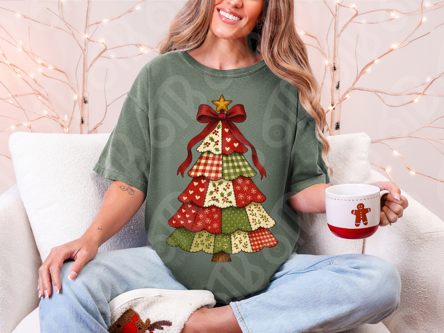 Patchwork Christmas Tree DTF Transfer