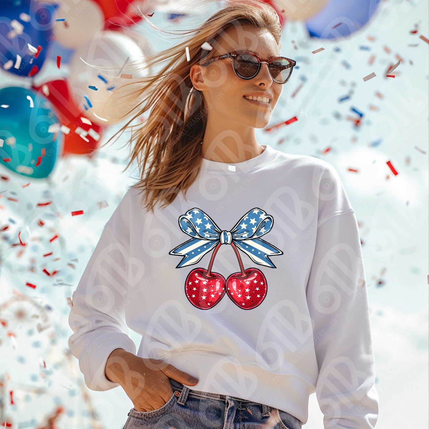 Patriotic Cherries DTF Transfer