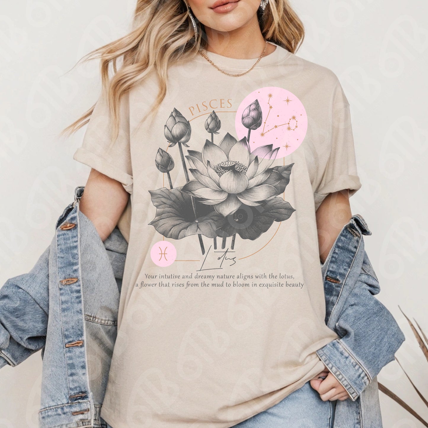 Pisces Zodiac Flowers DTF Transfer