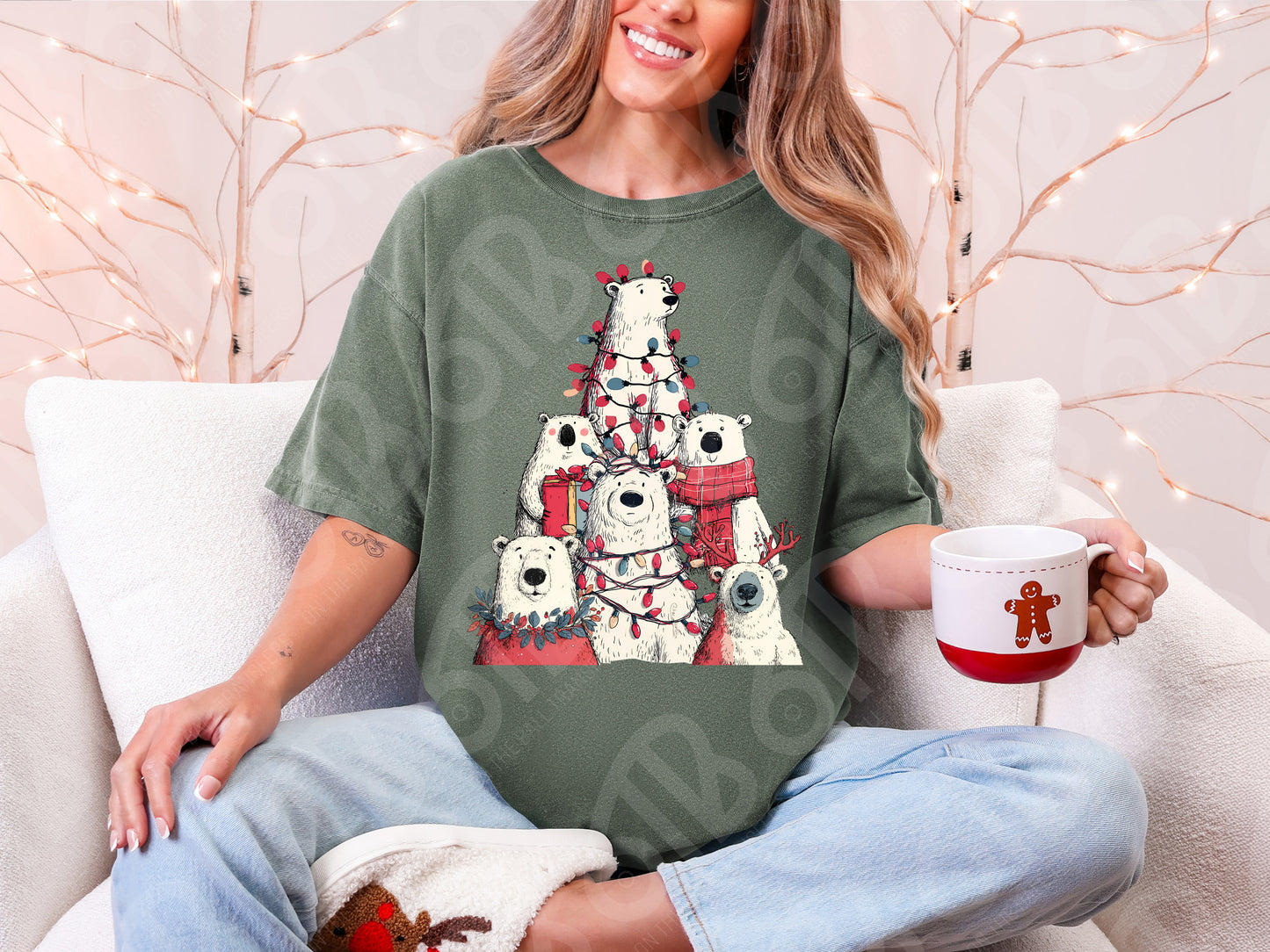 Polar Bear Christmas Tree DTF Transfer