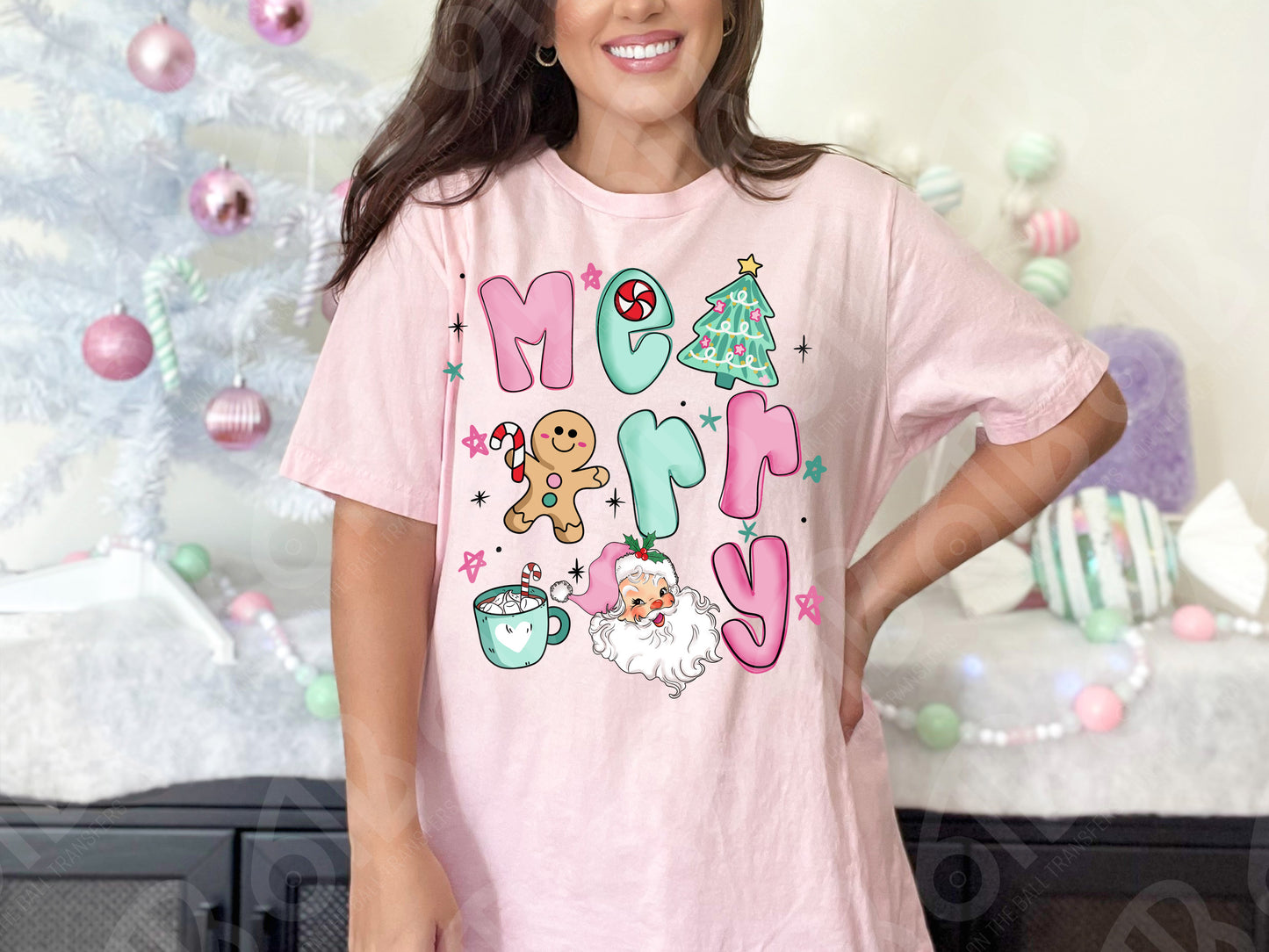 Preppy Pink Merry DTF Transfer