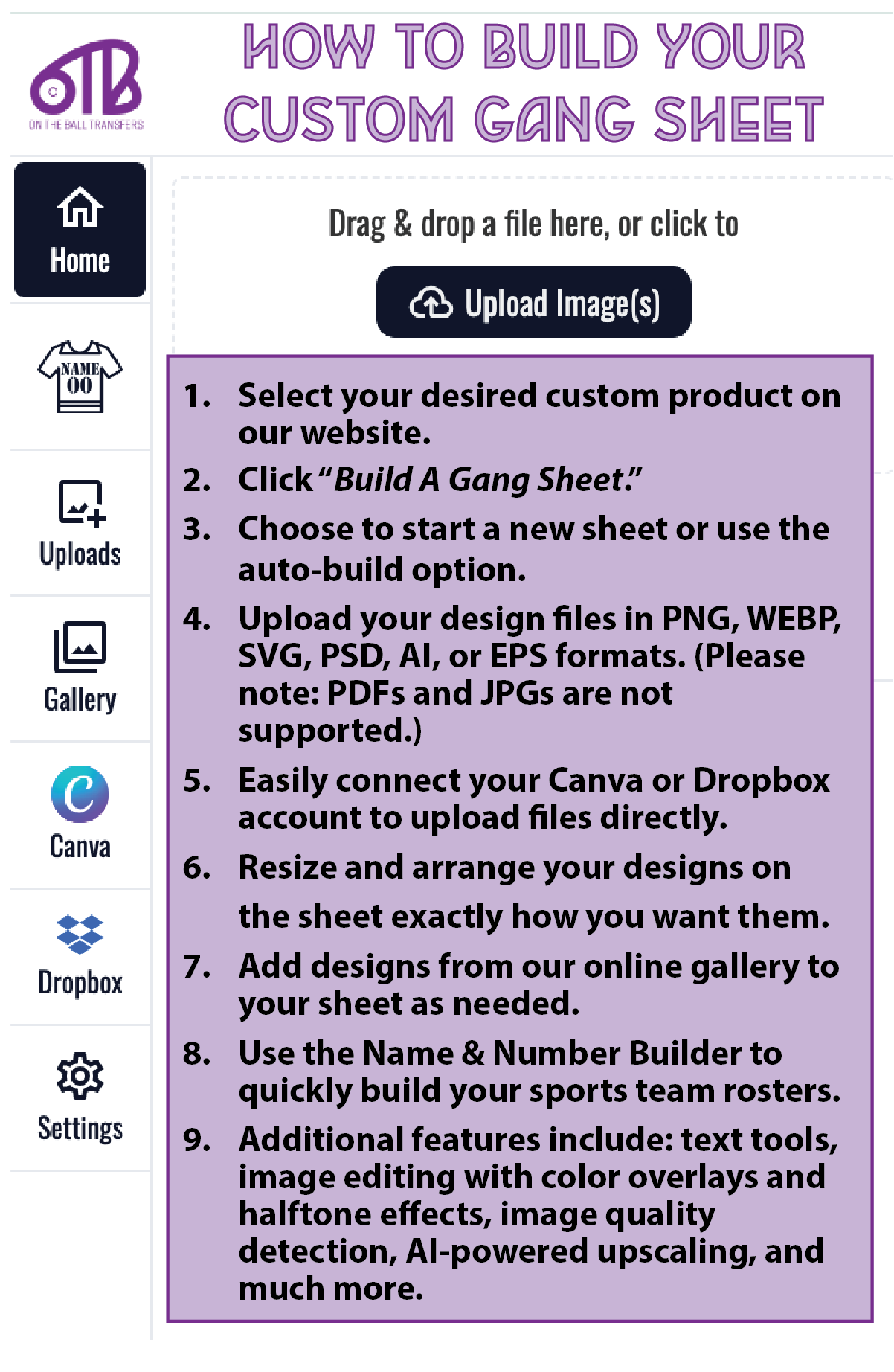 Custom DTF Gang Sheet - Pre-set sizes