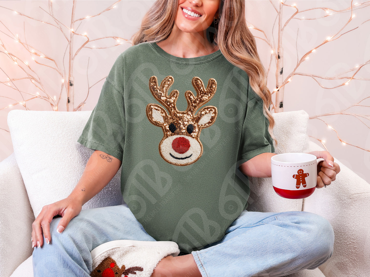 Reindeer Faux Sequins DTF Transfer
