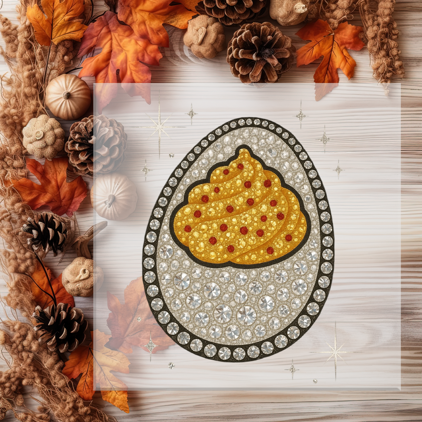 Faux Rhinestone Deviled Egg DTF Transfer