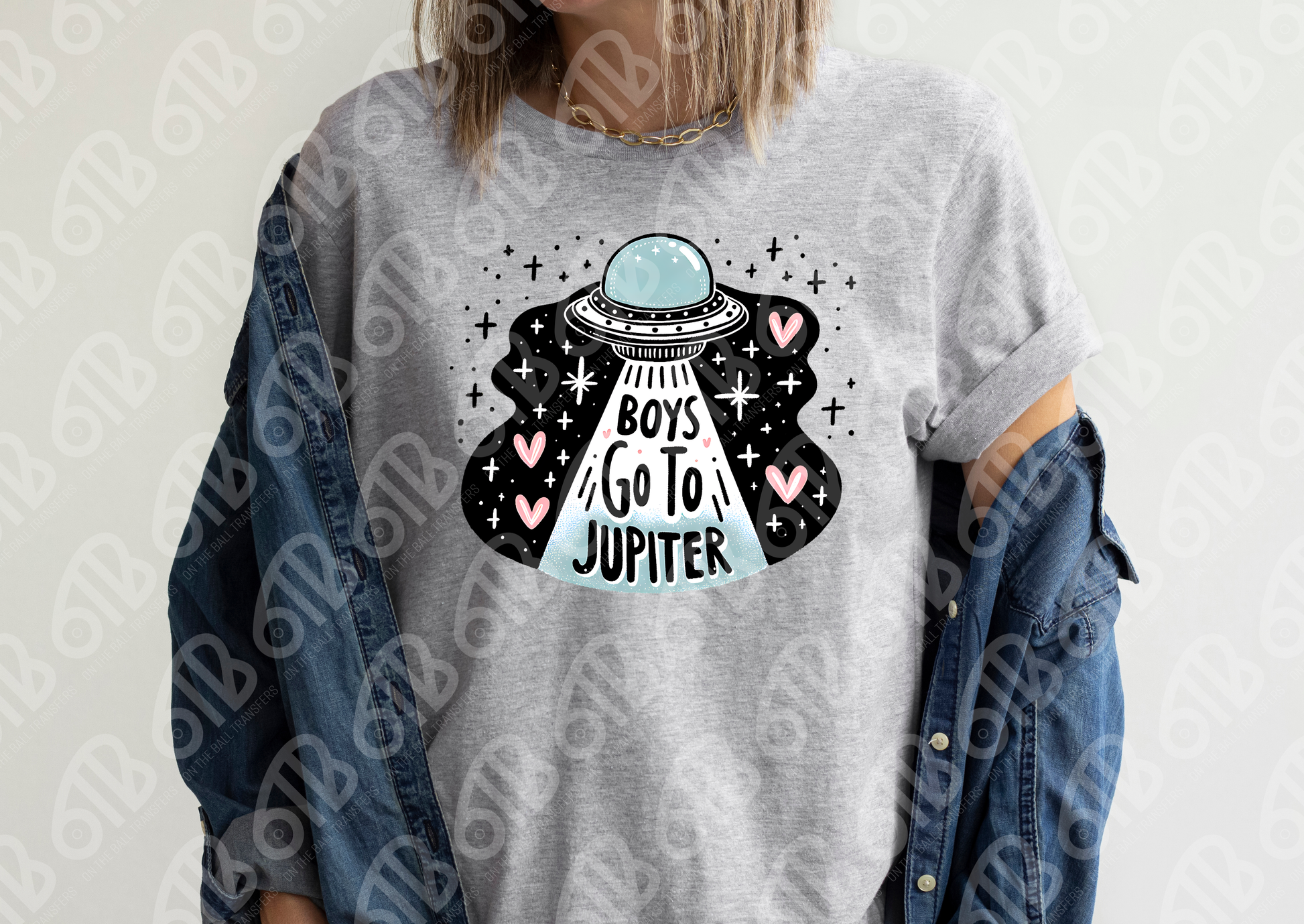 Boys go to Jupiter spaceship DTF Transfer , DTF Print , shirt mockup