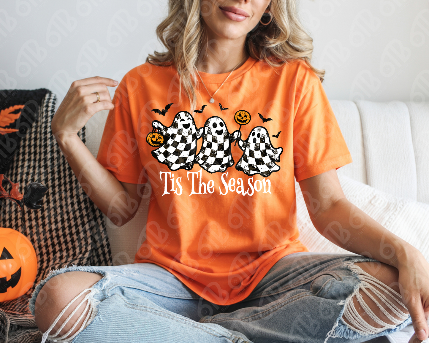 Tis The Season Checkered Ghosts DTF Transfer