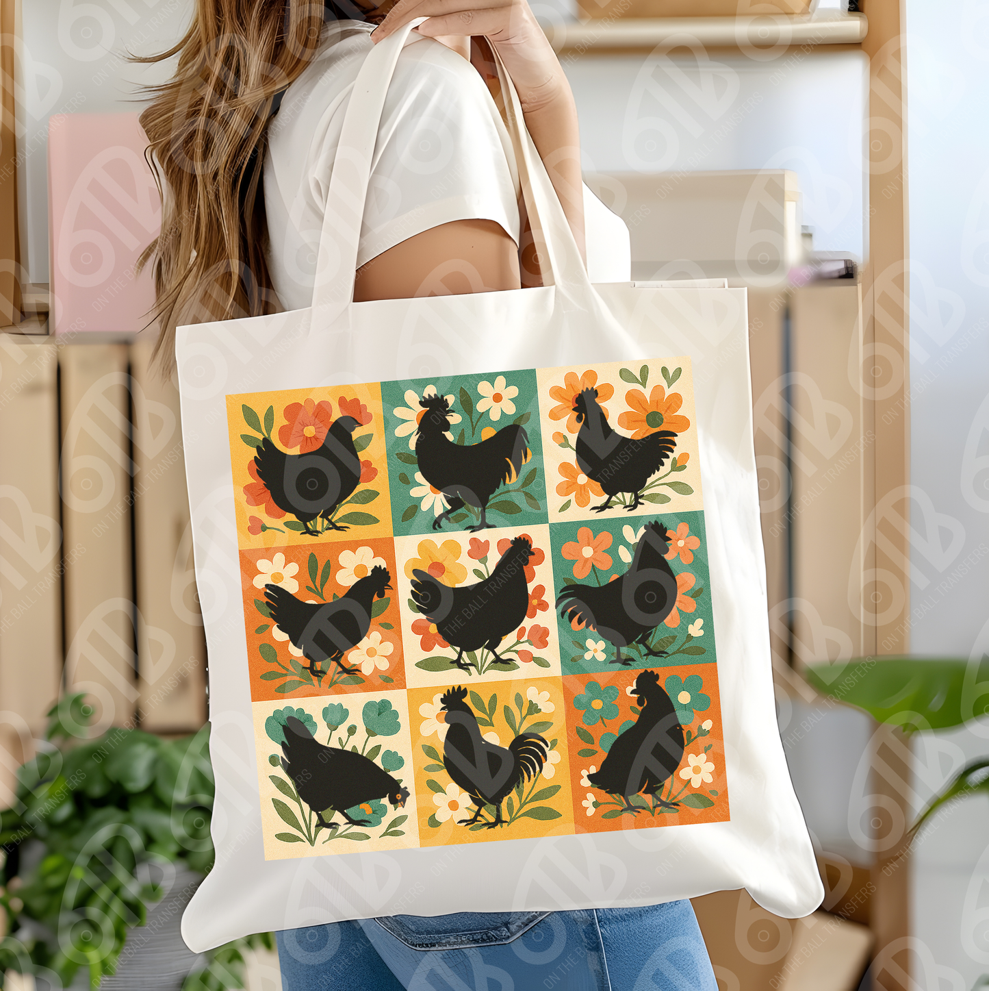 Quilted Chickens Transfer