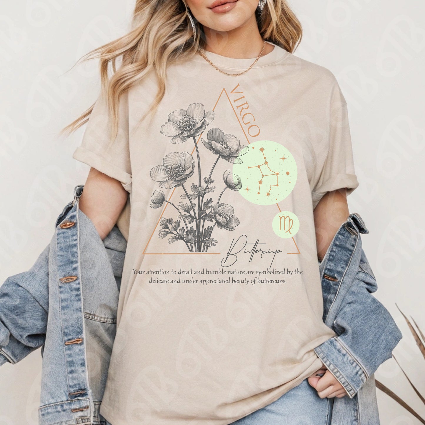 Virgo Zodiac Flowers DTF Transfer