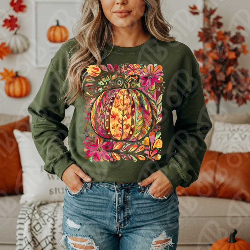Boho Watercolor Pumpkin DTF Transfer