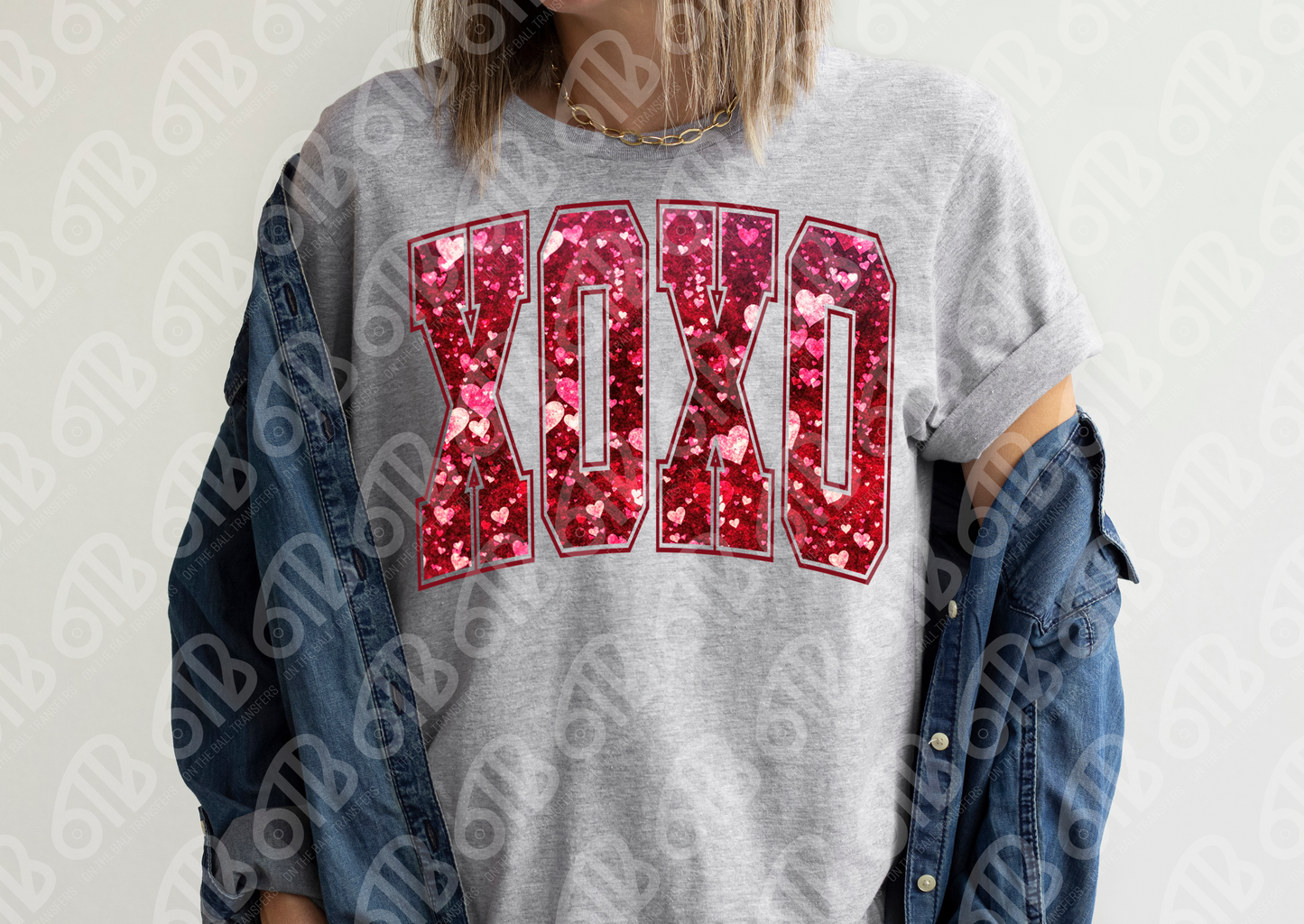 XOXO Faux Glitter DTF Transfer