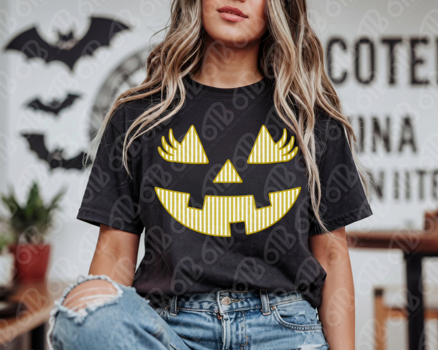 Yellow Pumpkin Face DTF Transfer