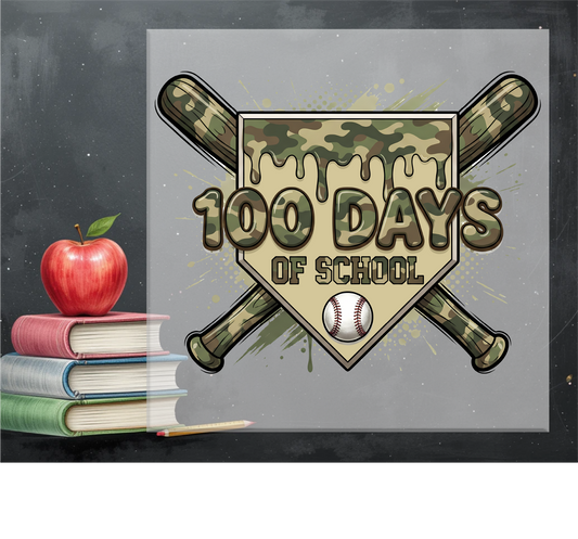 100 Days of School Baseball DTF Transfer