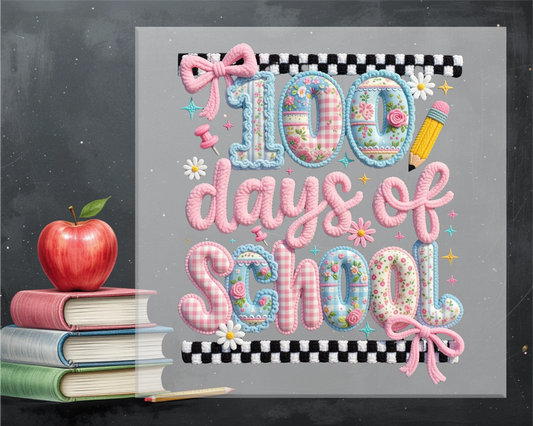 100 Days of School Faux Yarn DTF Transfer