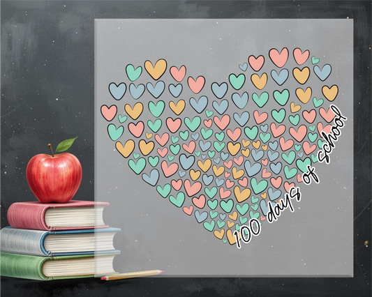 100 Days Hearts DTF Transfer