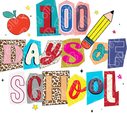 100 Days of School Collage DTF Transfer