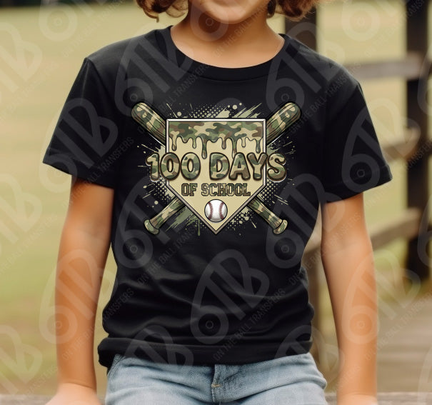 100 Days of School Baseball DTF Transfer