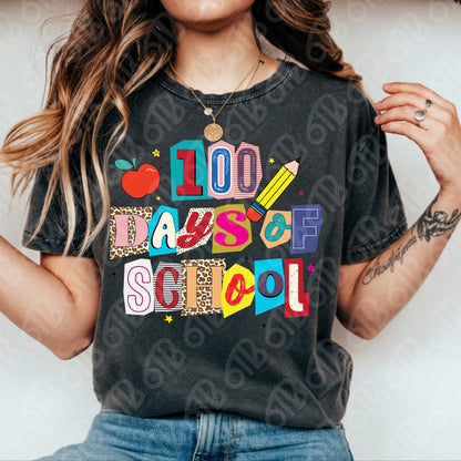 100 Days of School Collage DTF Transfer