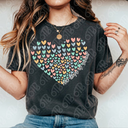 100 Days Hearts DTF Transfer