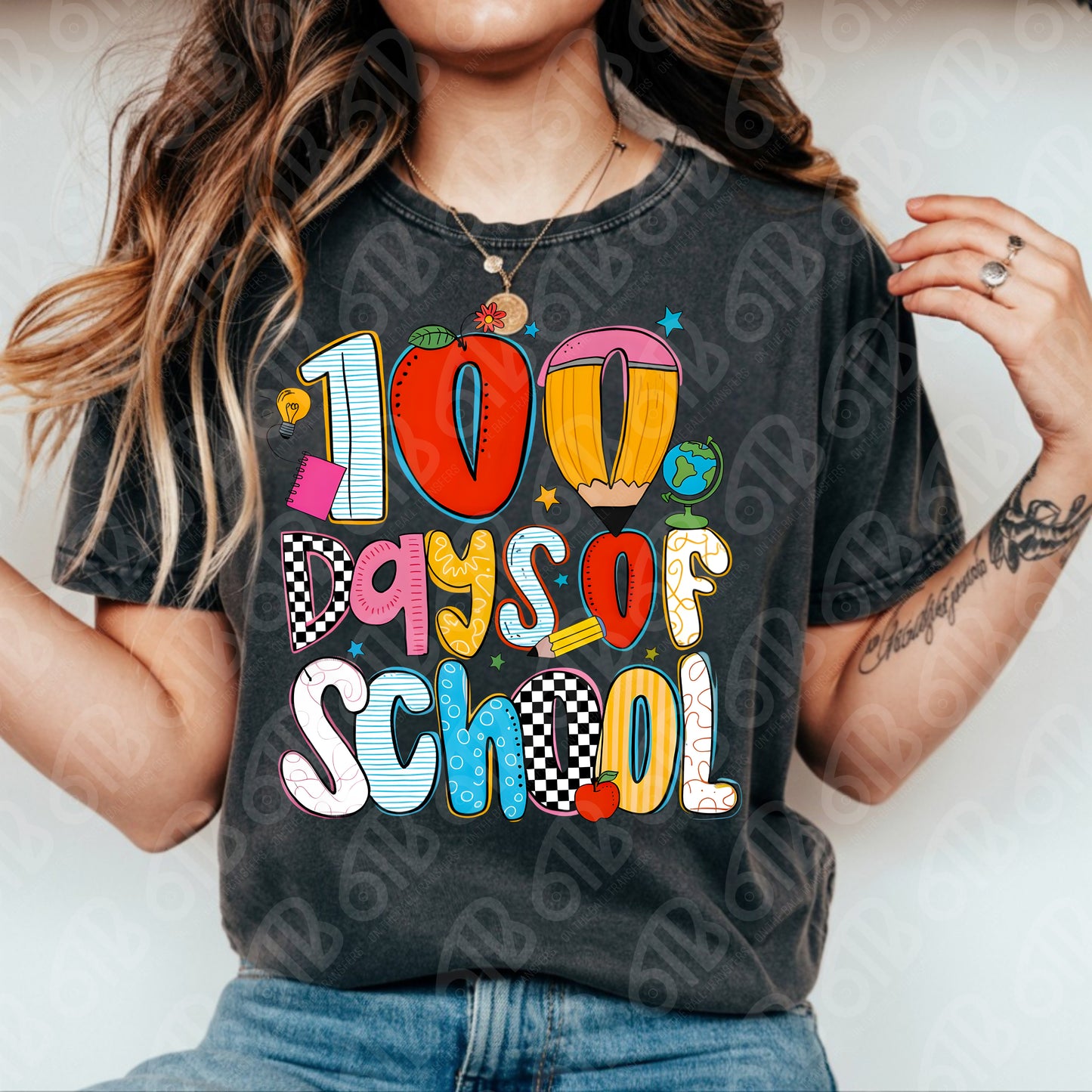 100 Days of School Supplies DTF Transfer